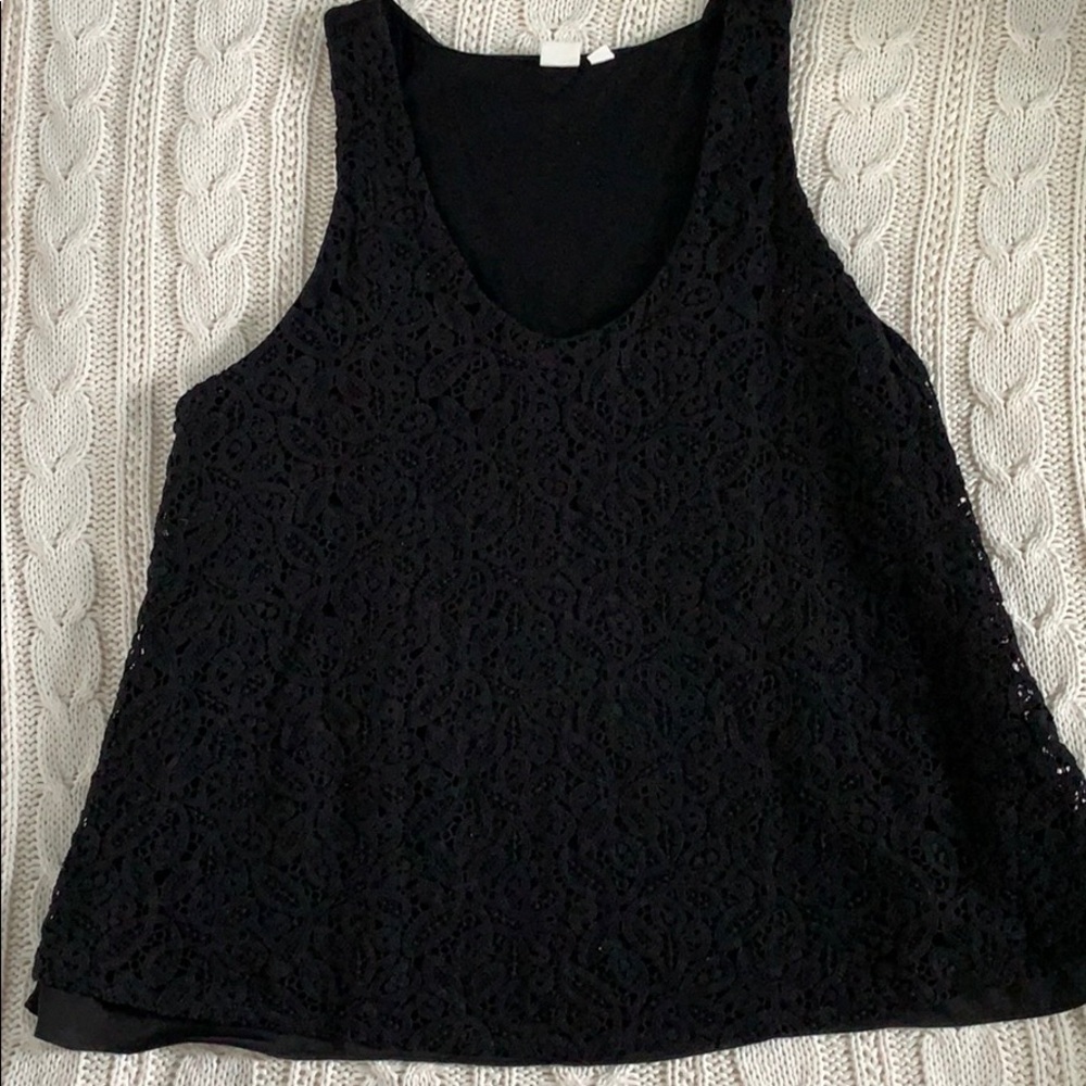 Black Lace Front Tank Top